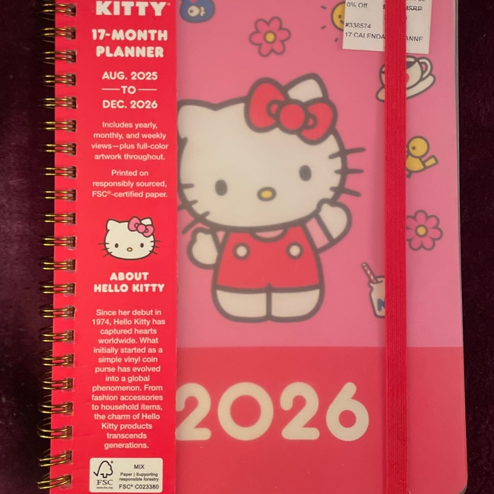 Hello Kitty Pink and Red 17-Month Planner